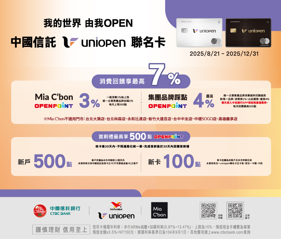 uniopen 聯名卡